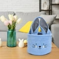 thumbnail image 6 of Lilixerw Easter Cute Bunny Ears Plush Basket,Foldable & Reusable Large Capacity Easter Basket for Eggs,Candy & Gifts,Easter Party Decor & Egg ,14.2"x9.1",Blue, 6 of 6