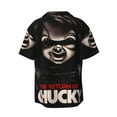 thumbnail image 6 of Lsque Chucky print Men's Cuban Collar Short Sleeve Shirt Summer Beachwear Casual Button Down Fashionable Vacation Leisure Shirt-XX-Large, 6 of 7