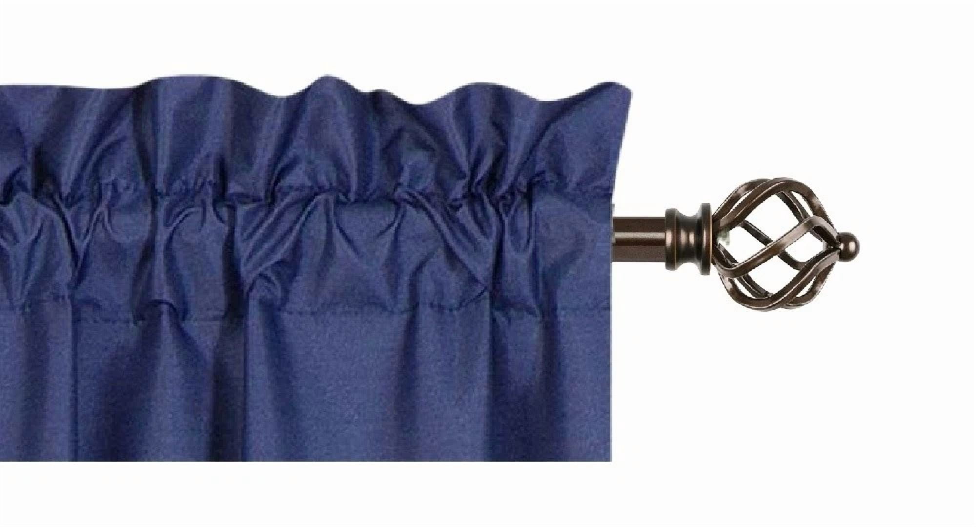 Gorgeous Home Linen 5-Piece Navy Blue Blackout Microfiber Curtain Set with 2 Panels and 3 Waterfall Valances R64 84"