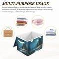 thumbnail image 7 of Foldable Fabric Storage Bin With Handle Collapsible Basket Box Storage With Lid Organizer Moonlit Night with Pine Trees, 7 of 7