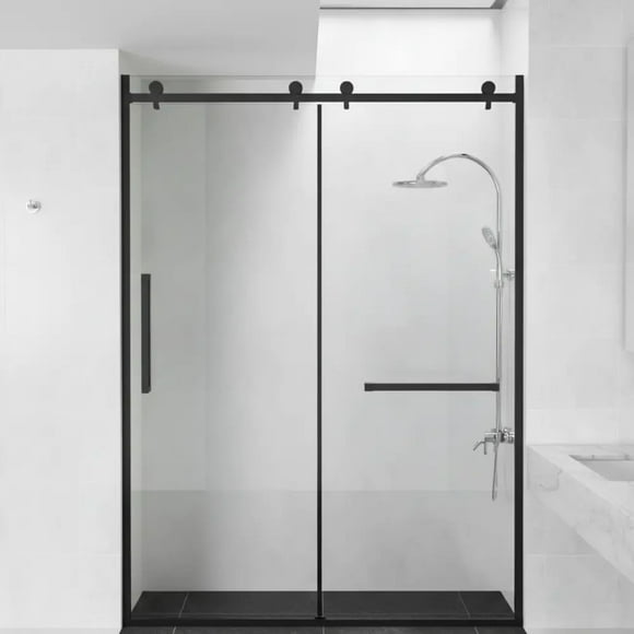 Luxury Glass Shower Door 48"x72" – 8mm Tempered Safety Glass, 304 SS - Black