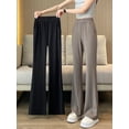 thumbnail image 1 of Pantalones acampanados de cintura alta para mujer, estilo veraniego, adelgazantes, de color sólido, talla grande, sencillos, informales, deportivos, 1 of 4