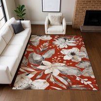 Addison Rugs Chantille Indoor/Outdoor Transitional Floral Red Machine Washable Rectangle Rug, 10' x 14'