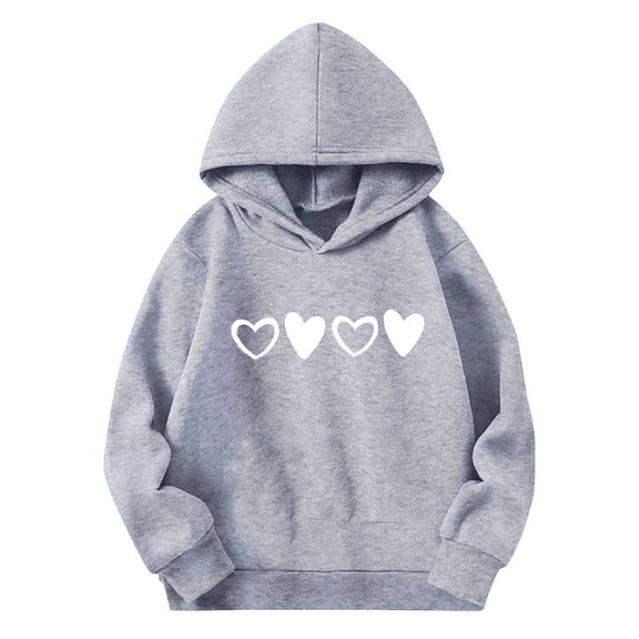 Eltusu Boys Valentines Hoodies, Heart Graphic Spring Fall Loose Fit Long Sleeve Pullover Sweatshirts Gray Size 3-14 T