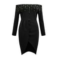 thumbnail image 5 of Sngxgn Womens Spring Summer Deep V Neck Elegant Bow tie Mini Dress(Black,M), 5 of 6