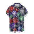 thumbnail image 5 of LIBRCLO Mens Casual Button Down Shirts Short Sleeve Fashion Fireworks Printing Shirts Turndown Collar Tops for Summer Party, 5 of 6