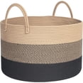 thumbnail image 1 of Cesto de cuerda tejida con asas para lavandería, multiusos, cesta de lavandería plegable tejida,Cesta de Almacenamiento para Ropa Sucia (Beige y negro), 1 of 6