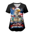 thumbnail image 6 of GEWSEY Patriotic Scrub Tops for Women 4th of July Flag Print V Neck Tee Short Sleeve Casual Tops Working Uniform (Bronze, XL), 6 of 7