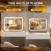 Hasipu 32x 20 LED Vanity Mirror Round Gold Lighted Makeup Mirror with Dimmable 3 Modes, Touch Screen Control