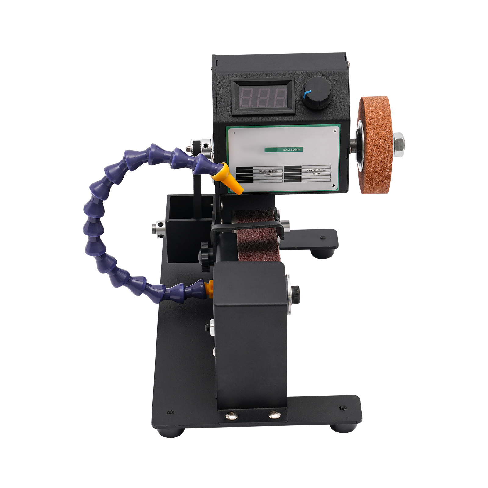 Mini Belt Sander - 200W Electric Bench Grinder Sanding Machine, Dry & Wet Grinding Sander Grinder Small Sand-belt Machine Stepless Speed Regulation for DIY Woodworking, Metal, Knife Making