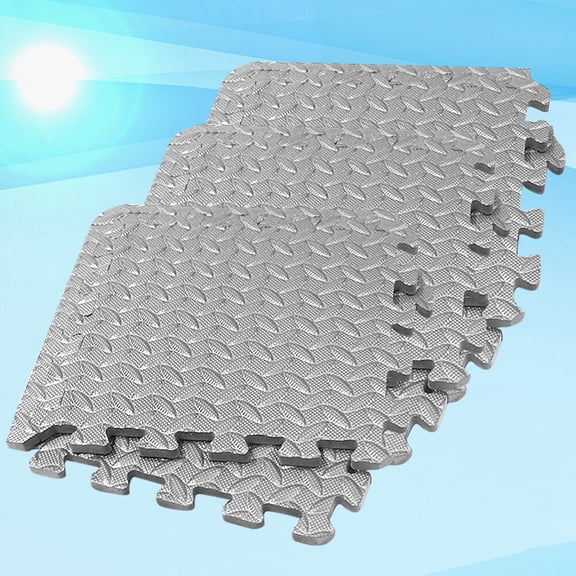 BESTYASH 6Pcs Leaf Grain Floor Mats Splicing Patchwork Rug Eva Non Slip Cushion Pads for Gym Yoga Room Grey