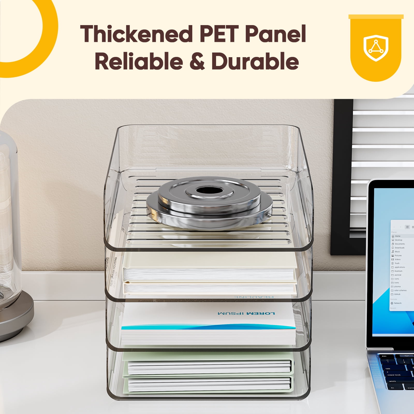 HIYOHIYO Plastic 4 Tier A4 Desktop File Organizer, Clear, 4 Count