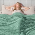 thumbnail image 5 of Anjee Reversible Warm Throw Blanket, 3D Checkered Cozy Fluffy Elegant Fleece Blanket for Couch, Bedroom, Sage Green, 50"x60", 5 of 11