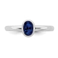 thumbnail image 4 of 925 Sterling Silver Stackable Expressions Oval Created Sapphire Ring Size: 6; for Adults and Teens; for Women and Men, 4 of 5