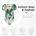 thumbnail image 4 of Saiise Motif Flamant Rose Grenouillère à Manches Courtes pour Femmes Col Rond Pyjama Justaucorps Extensible avec Fermeture à Pression-TG, 4 of 7