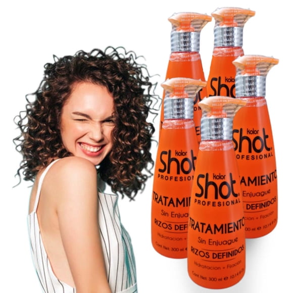 Kit 5pz Tratamiento Rizos Definidos Kolor Shot para Cabello Rizado y Ondulado Hidratación Profunda Definición Natural Control de Frizz y Brillo