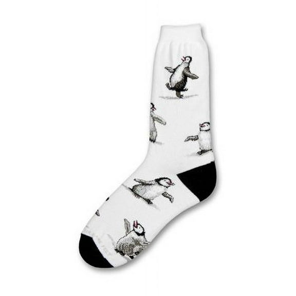 Fluffy Penguin White Medium Socks