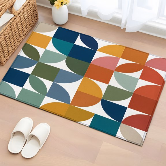 Bohemia 2'x3' Washable Rug,Middle Century Abstract Geometric Pattern Colorful Non-Slip Doormat Area Rugs for Entrance Bathroom Bedsides,Front Doormat Carpet for Kitchen Bedroom,Entryway Floor Mat