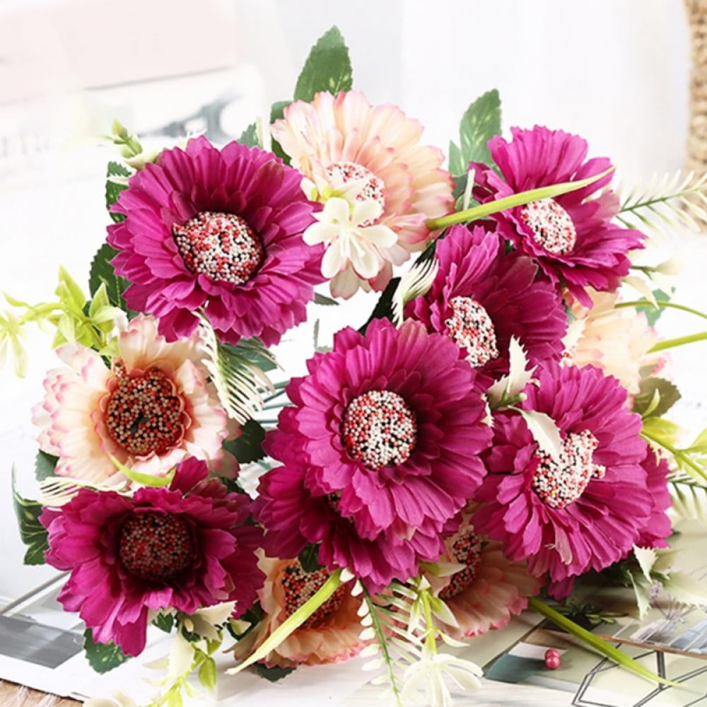 Aosijia Artificial Flowers Silk Sunflowers Bouquet Wedding Simulation