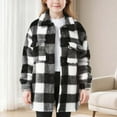 thumbnail image 2 of Khunlpohl Kids Fleece Plaid Coats Sherpa Overcoats Fall Winter Warm Loose Button down Outwear Clothes, 2 of 7