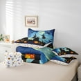 thumbnail image 6 of jejeloiu Happy Halloween Bedding Comforter Set 7pcs,Funny Witch Pumpkin Queen Bedding Sets,Orange Black Blue Queen Sheet Sets,Luxury Bedroom Decor Reversible, 6 of 8