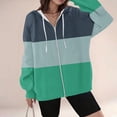thumbnail image 2 of Women's Striped Hoodie Full Zipper Long Sleeve Sweatshirt Fall Fashion Top with Pocket Casual Comfortable Pullover Mint Green, 2 of 4