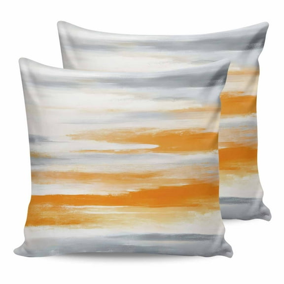 Outdoor Waterproof Throw Pillow Covers Set of 2 Orange Grey Paint Decorative Pillowcases Square Outdoor Pillows Cushion Case 16x16 Inch Abstract Art Texture Patio Pillows for Couch Sofa Bed Garden
