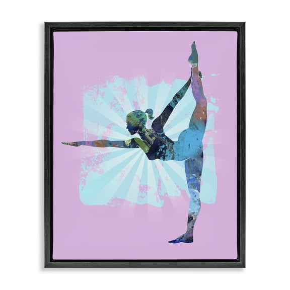 Stupell Industries Stretching Mindful Exercise Sports Painting Black Floater Framed Canvas Art Print Wall Art, 17 x 21