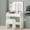 White, variant on Bingirl Vanity Desk with Mirror and LED Lights - Makeup Vanity Desk with Power Outlet and Cushioned Stool - Dressing Table with 2 Drawers and 3 Lighting Modes Adjustable Brightness for Bedroom - Black