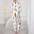 thumbnail image 3 of Pajama Sets for Women 2 Pcs, Cute Crooked Head Owl Button Down Long Sleeve Sleepwear Lounge PJ Sets, 3 of 6