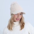 thumbnail image 4 of Winter Women Girls Knitted Hats Warm Knit Snow Ski Visor Beanie Skull Cap with Faux Fur Pom Pom Ball, 4 of 6