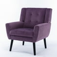 thumbnail image 2 of Accent Chair for Living Room, Mid Century Velvet Upholstered Single Sofa Club Chair with Tight Backrest and Armrest, Ergonomic Leisure Armchair for Indoor Home Bedroom Reading Room, Lavender Purple, 2 of 7