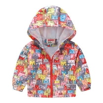 Hicidod Toddler Rain Poncho Toddler Rain Jacket Boys Girls Cute Cartoon Print Zip Jacket Hooded Lightweight Kids Raincoats Windbreaker Waterproof Outwear