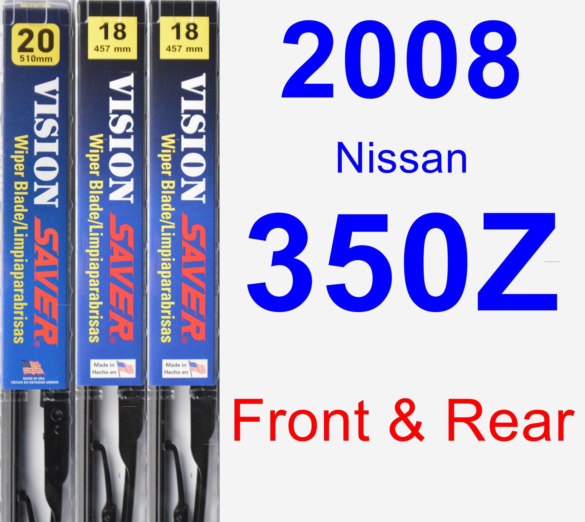 2008 Nissan 350Z Wiper Blade Set/Kit (Front & Rear) (3 Blades) Vision