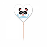 Sad Little Panda Poor Cartoon Expression Toothpick Flags Heart Lable Cupcake Picks