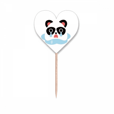Sad Little Panda Poor Cartoon Expression Toothpick Flags Heart Lable Cupcake Picks