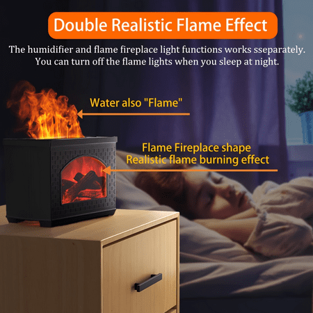 

SHAOSZC 1Pc Cute Aesthetic LED Night Lights Desk Air Humidifier Simulation Flame Fine Mist Sprayer - Adorable Essential Fall Winter Decor Gift for Farmhouse Fireplace and Back To School
