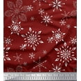 thumbnail image 1 of Soimoi Red Moss Georgette Fabric Snow Flakes Floral Print Fabric by the Yard 42 Inch Wide, 1 of 3