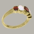 thumbnail image 3 of LBG British Made Solid 18k Yellow Gold ring with Natural Garnet & Opal Womens Band Ring - 33 size options - Size 9.75, 3 of 6