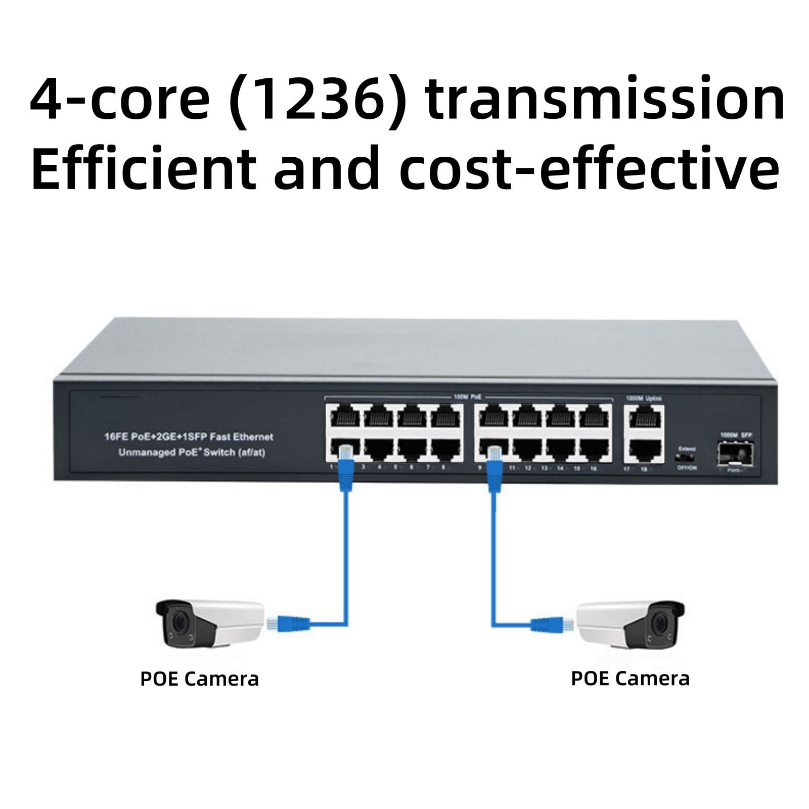 TAPDRA Metal POE Switch 16x100Mbps + 2GigE, IEEE 802.3af/at Compliant, for Business Networks