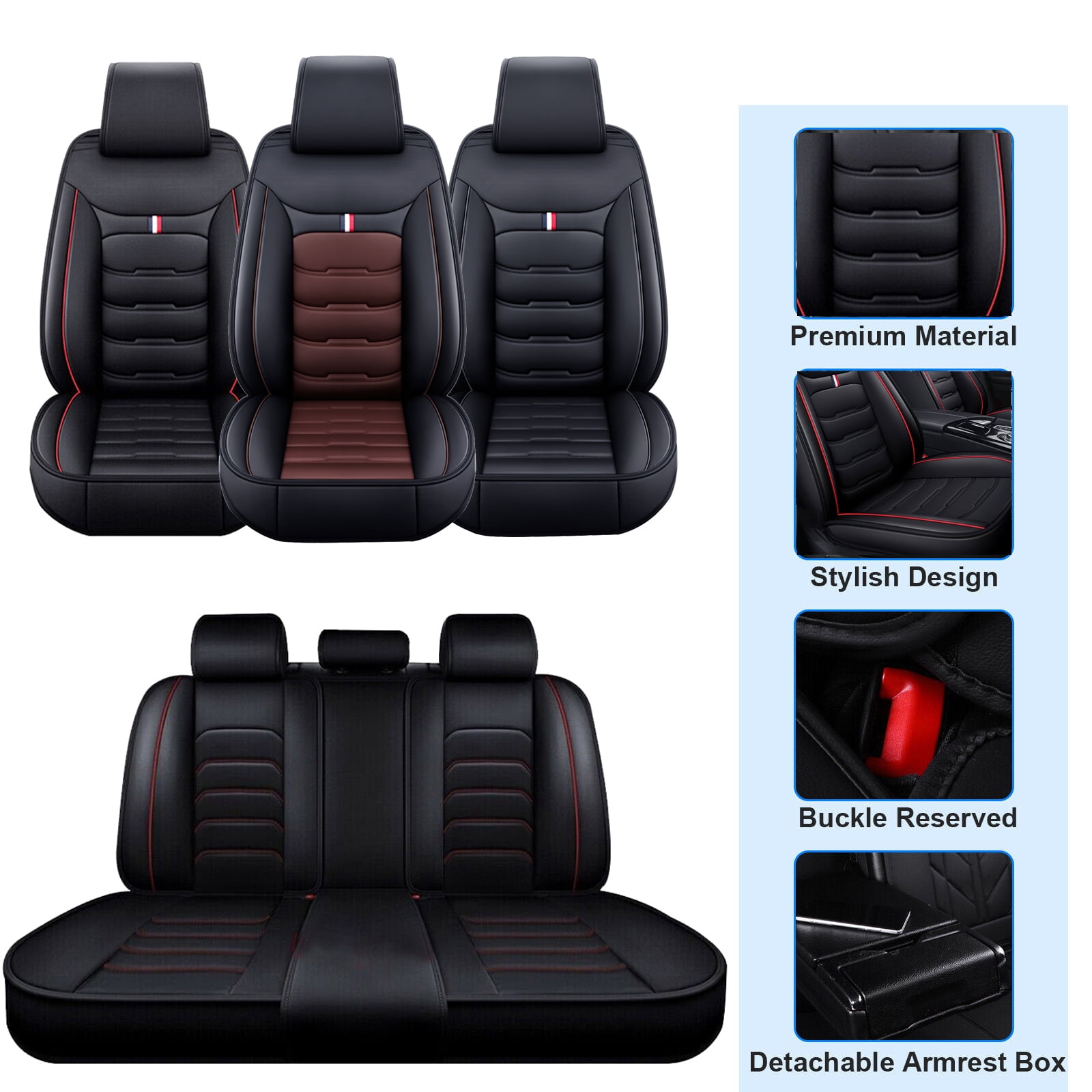 For Ford F150 2016-2023 F250 F350 Crew Cab Pickup Car Seat Covers PU Leather Car Seat Protector Full Set