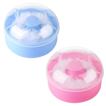 2Pcs BPA Free Baby Powder Puff Box, Fluffy Body After-bath Powder Case, Baby Care Face/Body Villus Powder Puff Container, Makeup Cosmetic Talcum Powder Container