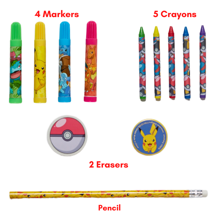 Set carnet + stylo + crayon + stickers Pokemon