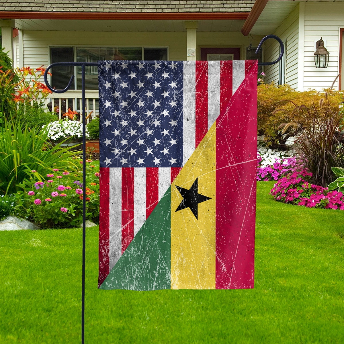 American Flag USA Ghana Half American Friendship Ghanaian Patriotic Garden Flag (29.5x39.5) Double Sided-USA Flags Premium Polyester-Decorative Indoor Outdoor Flag