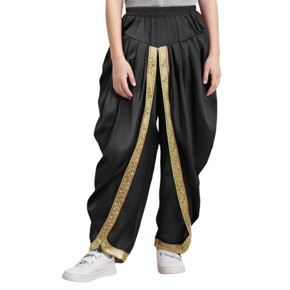 inlzdz Kids Boys Dance Dhoti Pants Bottom Carnival Party Fancy Dress Loose Fit Yoga Hippie Trousers Black 6