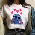 thumbnail image 5 of Camiseta de algodón para niños de Kawaii Disney Lilo Stitch, camiseta de verano con estampado de corazón de Stitch de dibujos animados, ropa bonita de Disney Anime para niños, 5 of 5