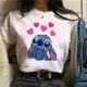thumbnail image 5 of Camiseta de algodón para niños de Kawaii Disney Lilo Stitch, camiseta de verano con estampado de corazón de Stitch de dibujos animados, ropa bonita de Disney Anime para niños, 5 of 5