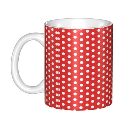 

Ceramic Mug Funny Coffee Milk Tea Mug Cup Colorful Polkadot Polka Dot Red White Cup
