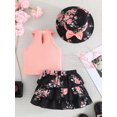 thumbnail image 3 of Bagilaanoe 3pcs Toddler Baby Girl Skirt Set Ribbed Knit Sleeveless Tank Tops + Ruffles Skirts + Hat 6M 9M 12M 18M 24M 3T Kids Casual Summer Clothes, 3 of 7