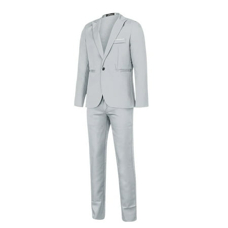Puntoco Mens Clothing Clearance Men S Suit Jacket + Suit Pants Two-Piece Suit Gray